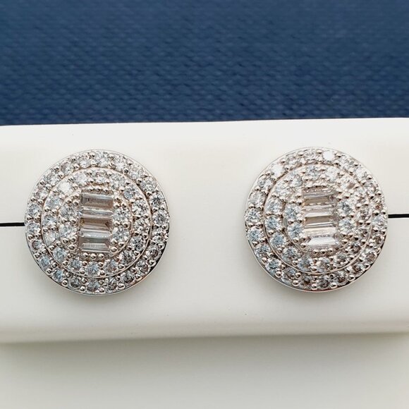 925 Sterling Silver Plated CZ Earrings, EVBRS570 - Picture 4 of 8